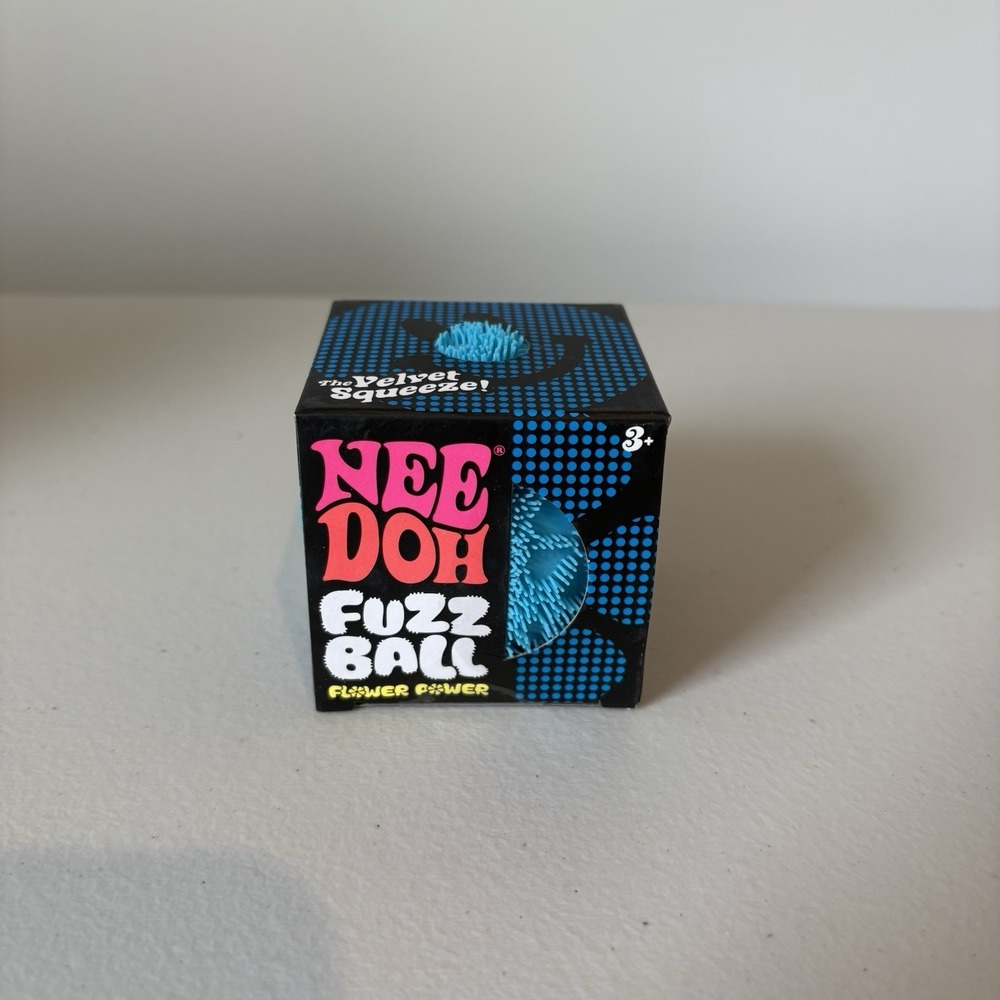 NEEDOH FUZZ BALL FLOWER POWER, BLUE, BRAND NEW SEALED IN BOX